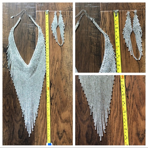 Rhinestone bib necklace & earrings set - Picture 15 of 16